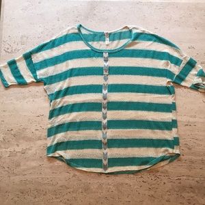 Turquoise/cream stripped shirt